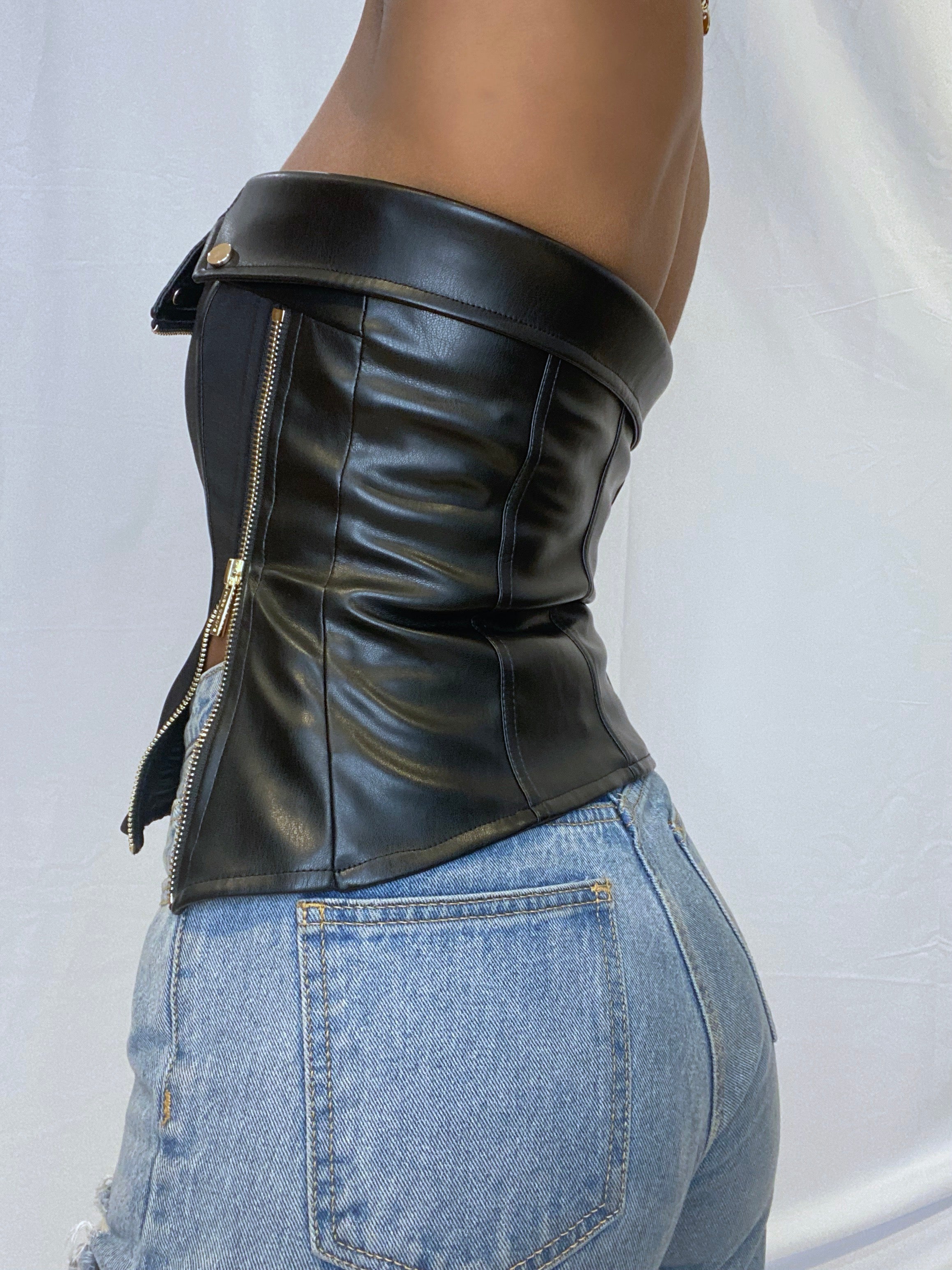 Nia Vegan Leather Bustier Top